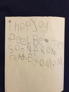 Note from Clare to Mom